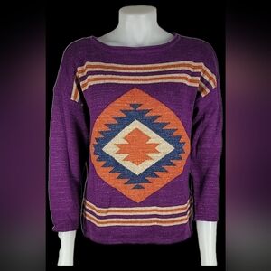 Chaps Aztec Plum Knit Sweater